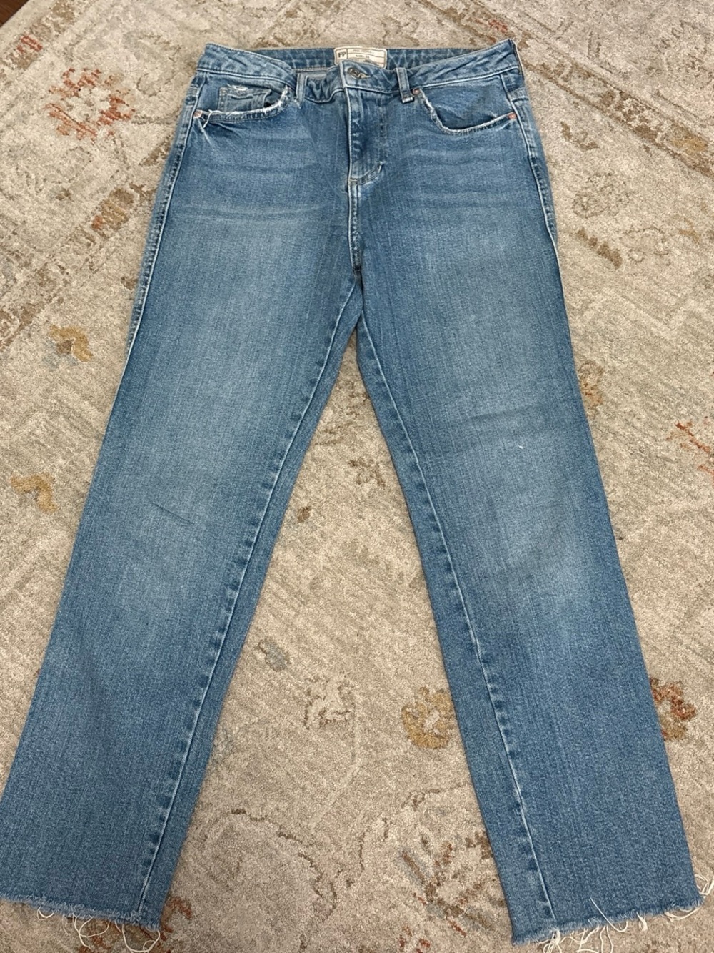 Free People Women’s Straight Leg Blue Jeans